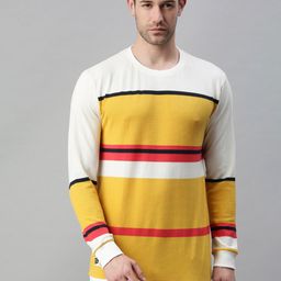 SHOWOFF Men Yellow Striped Sweatshirt-image-31