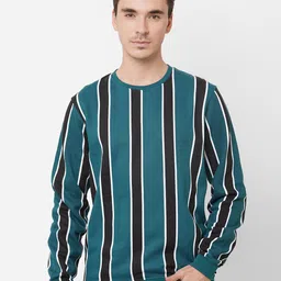 Pepe Jeans Men Teal Striped Sweatshirt-image-92