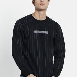 Octave Men Navy Blue Striped Sweatshirt-picture-8