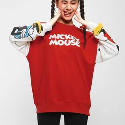 Bewakoof Women Red Printed Oversized Sweatshirt-image-14