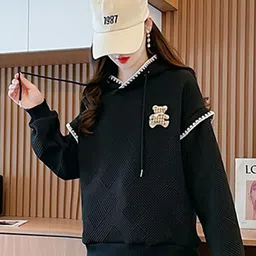 JC Mode Self Design Hooded Pullover Sweatshirt-6