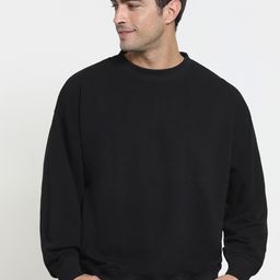 Bewakoof Men Black Oversized Crew Neck Sweatshirt-image-53