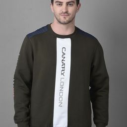 Canary London Men Olive Printed Cotton Sweatshirt-image-11