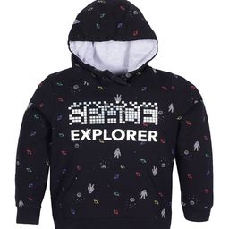 PLUM TREE Boys Black Printed Hooded Cotton Sweatshirt-image-61