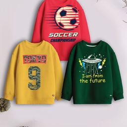 3PIN Boys Pack of 3 Cotton Printed Sweatshirts-image-98