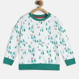 MINI KLUB Boys White & Green Printed Cotton Sweatshirt-image-38