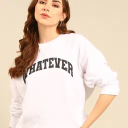 recast Typography Printed Oversized Pure Cotton Pullover Sweatshirt-image-97