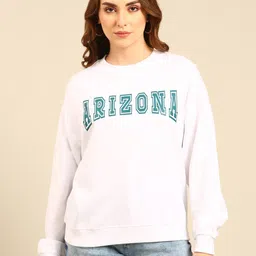 recast Typography Printed Oversized Pure Cotton Pullover Sweatshirt-image-99