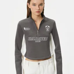 Koton Typography Printed High Neck Pullover Sweatshirt-image-34