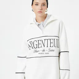 Koton Typography Printed Mock Collar Pullover Sweatshirt-picture-23