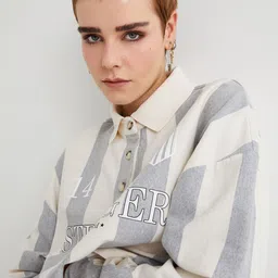 Koton Shirt Collar Striped Sweatshirt-picture-34
