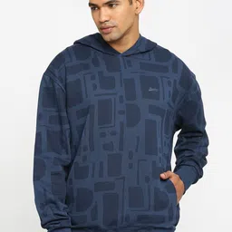 Basics Comfort Fit Geometric Printed Hooded Neck Pullover Sweatshirt-picture-54