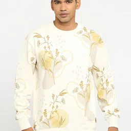 Basics Artic Wolf Floral Printed Round Neck Cotton Comfort Fit Pullover-image-74