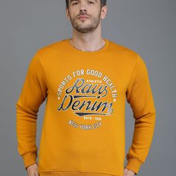 TQS Men Mustard Printed Round Neck Fleece Sweatshirt-image-28