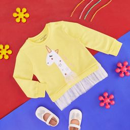 Pantaloons Baby Girls Graphic Printed Pleats Detail Cotton Sweatshirt-picture-48