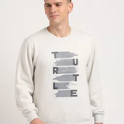 Turtle Typography Printed Round Neck Pullover Sweatshirt-image-89