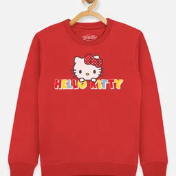 Kids Ville Girls Red & White Hello Kitty Printed Sweatshirt-image-91
