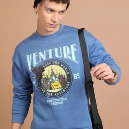 HIGHLANDER Graphic Printed Drop Shoulder Sleeves Relaxed Fit Sweatshirt-image-2