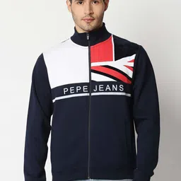 Pepe Jeans Men Navy Blue & White Colourblocked Cotton Sweatshirt-image-59