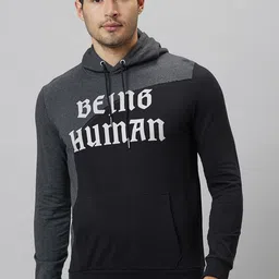 Being Human Typography Printed Hooded Long Sleeve Pullover Sweatshirt-image-32