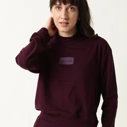 RAREISM Women Magenta Cotton Printed Sweatshirt-image-11