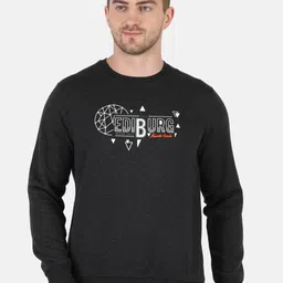 Monte Carlo Men Charcoal Grey Printed Cotton Blend Sweatshirt-image-22