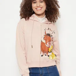 Madame Lion King Printed Hooded Cotton Front-Open Sweatshirts-picture-12