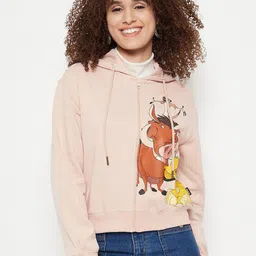 Madame Lion King Printed Hooded Cotton Front-Open Sweatshirts-picture-18