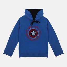 Marvel by Wear Your Mind Kids Blue Marvel Printed Hooded Sweatshirt-image-79