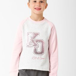 KATE & OSCAR Girls Grey & Pink Printed Sweatshirt-image-93