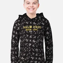 Palm Tree Boys Printed Cotton Hooded Sweatshirt-image-95