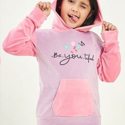Stylo Bug Girls Typography Printed Hooded Pullover Sweatshirt-image-72