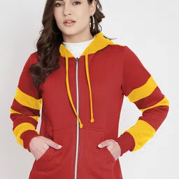 BRINNS Colourblocked Hooded Long Sleeves Fleece Front-Open Sweatshirt-picture-9