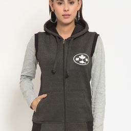 Rute Women Charcoal Grey Pure Cotton Hooded Sweatshirt-image-68