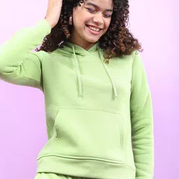 Tokyo Talkies Women Lime Green Hooded Sweatshirt-image-98