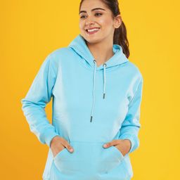 FLAMBOYANT Women Turquoise Blue Solid Hooded Sweatshirt-image-25