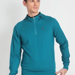 Arrow Sport Hooded Neck Long Sleeve Zip Detail Pullover Sweatshirt-image-26