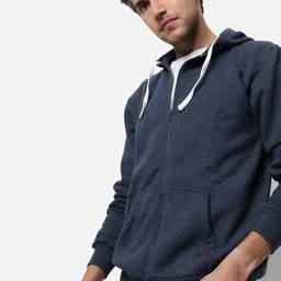 Campus Sutra Black Hooded Cotton Front-Open Sweatshirt-image-97