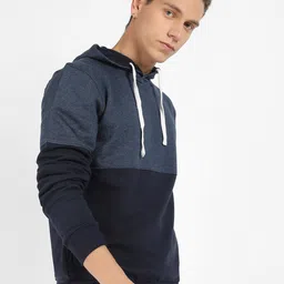 Campus Sutra Colourblocked Hooded Pullover Sweatshirt-image-70