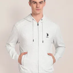 U.S. Polo Assn. Hooded Cotton Front Open Sweatshirt-36