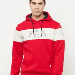 Octave Men Red Colourblocked Hooded Sweatshirt-picture-14