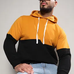 Instafab Plus Colourblocked Hooded Cotton Sweatshirt-image-8