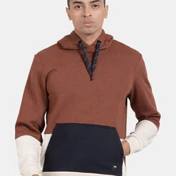 t-base Men Colourblocked Hooded Pullover Sweatshirt-picture-33