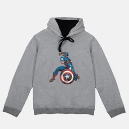 Marvel by Wear Your Mind Boys Grey Marvel Avengers Printed Hooded Sweatshirt-image-88