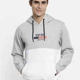 Octave Men Grey Colourblocked Hooded Sweatshirt-image-9