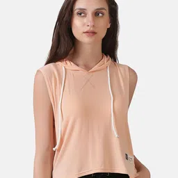 Aesthetic Bodies Women Peach-Coloured Solid Hooded Sweatshirt-image-62