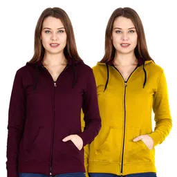 Fleximaa Women Multicoloured Hooded Sweatshirt-picture-17