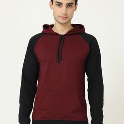 Fleximaa Men Maroon Colourblocked Hooded Sweatshirt-picture-15