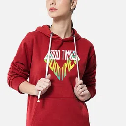 FFLIRTYGO Typography Printed Hooded Fleece Sweatshirt-picture-3