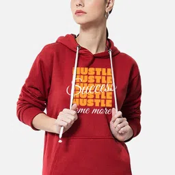 FFLIRTYGO Typography Printed Hooded Fleece Pullover-picture-16